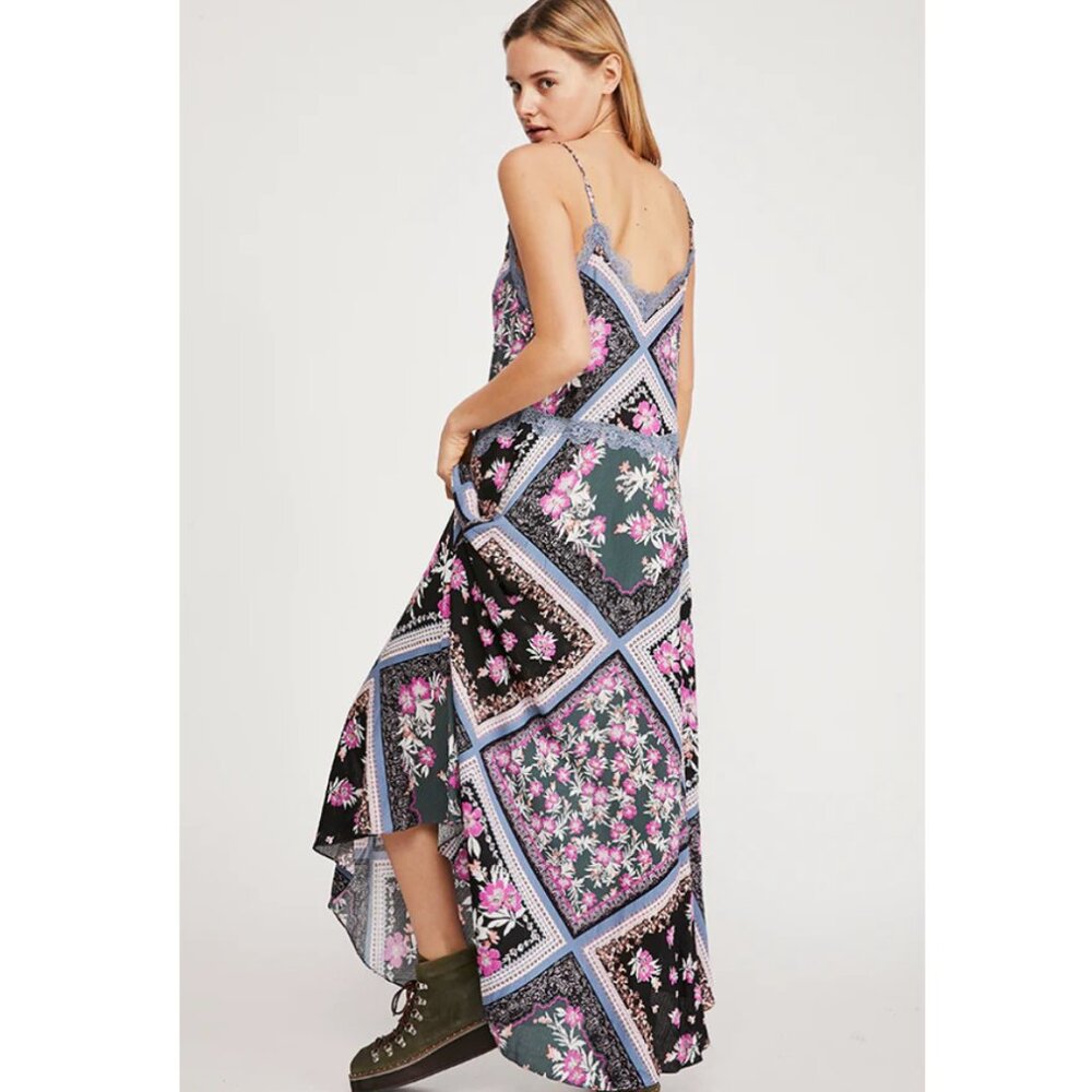 ⭐️ Stevie Printed Maxi Patchwork Collage Floral Chic Beach Vaca Girly Boho Dress